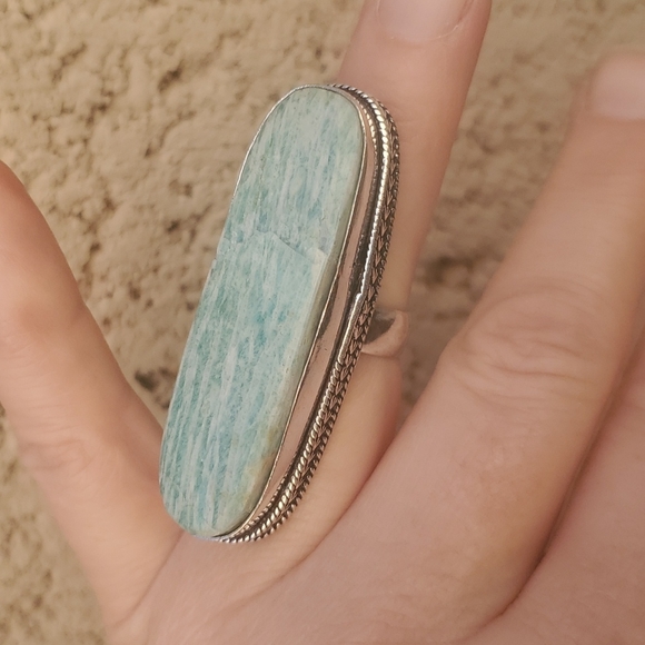 New Oversized Amazonite 925 Silver Statement Ring. - Picture 6 of 14